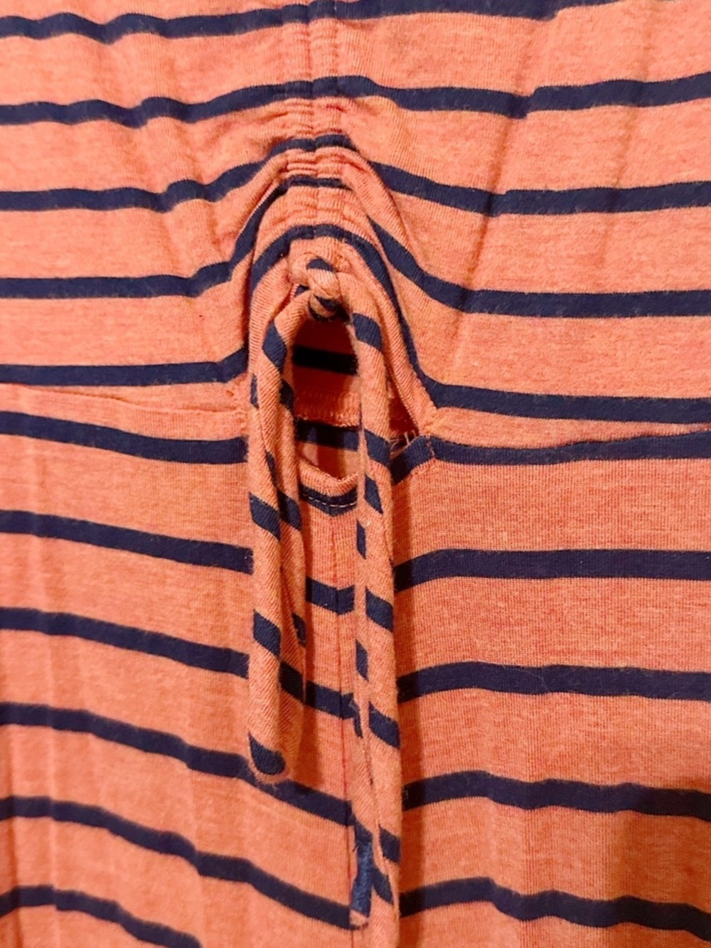 Anthropologie Lissa Wide Leg Jumpsuit Striped Tie Front Coral Navy Blue Medium - Picture 4 of 9
